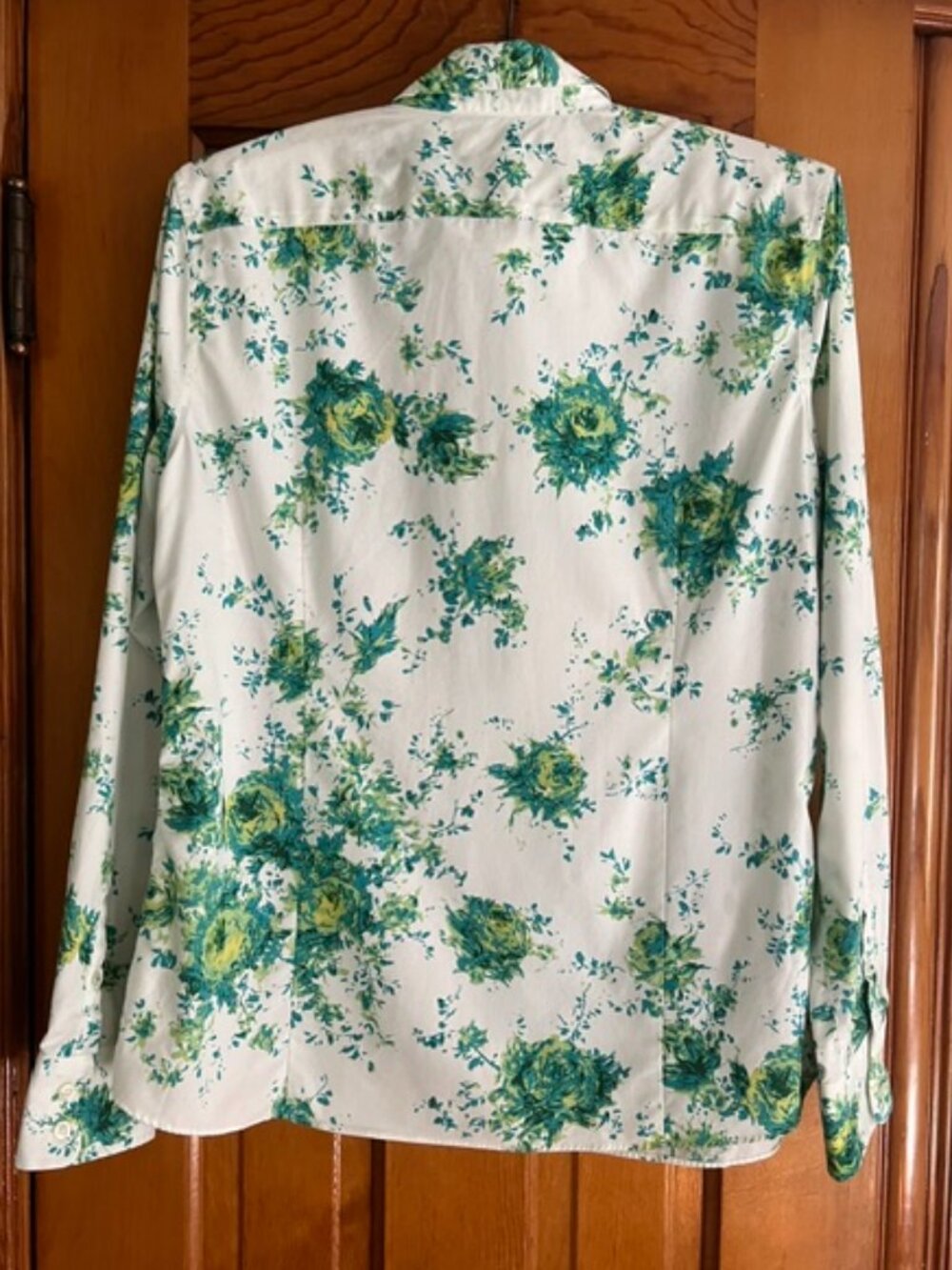 Lands' End No Iron Supima Lng-Slv Pure Cotton Floral Shirt Women's Size 14 - Picture 3 of 9